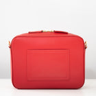 Flavia, crossbody bag in red Italian Ruga leather – back view with outer pocket