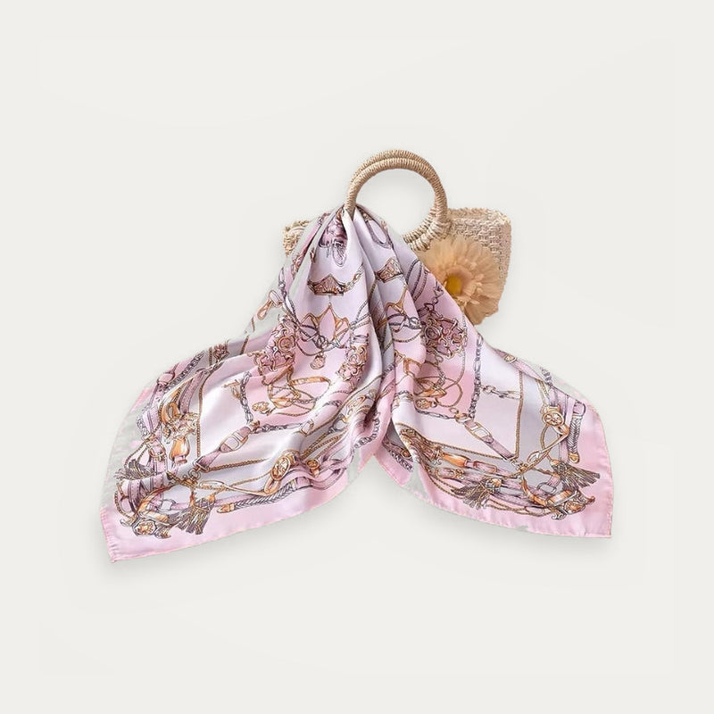 Mulberry Silk Scarf, square silk scarf in pink 100% Mulberry silk – product view – Alinari Firenze