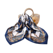 Luxury Mulberry Silk Scarf, square silk scarf in blue 100% Mulberry silk – product view 2 – Alinari Firenze