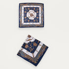 Luxury Mulberry Silk Scarf, square silk scarf in blue 100% Mulberry silk – product view 3 – Alinari Firenze