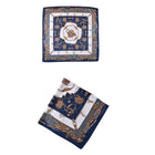 Luxury Mulberry Silk Scarf, square silk scarf in blue 100% Mulberry silk – product view 3 – Alinari Firenze