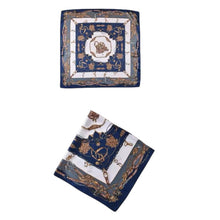 Luxury Mulberry Silk Scarf, square silk scarf in blue 100% Mulberry silk – product view 3 – Alinari Firenze