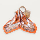 Luxury Mulberry Silk Scarf, square silk scarf in orange 100% Mulberry silk – product view 4 – Alinari Firenze