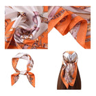 Luxury Mulberry Silk Scarf, square silk scarf in orange 100% Mulberry silk – product view 5 – Alinari Firenze