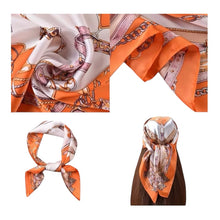 Luxury Mulberry Silk Scarf, square silk scarf in orange 100% Mulberry silk – product view 5 – Alinari Firenze