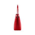 Maxima Croco Tote, laptop tote in red croc-embossed Italian leather – side view