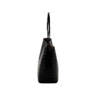 Maxima Croco Tote, laptop tote in black croc-embossed Italian leather – side view