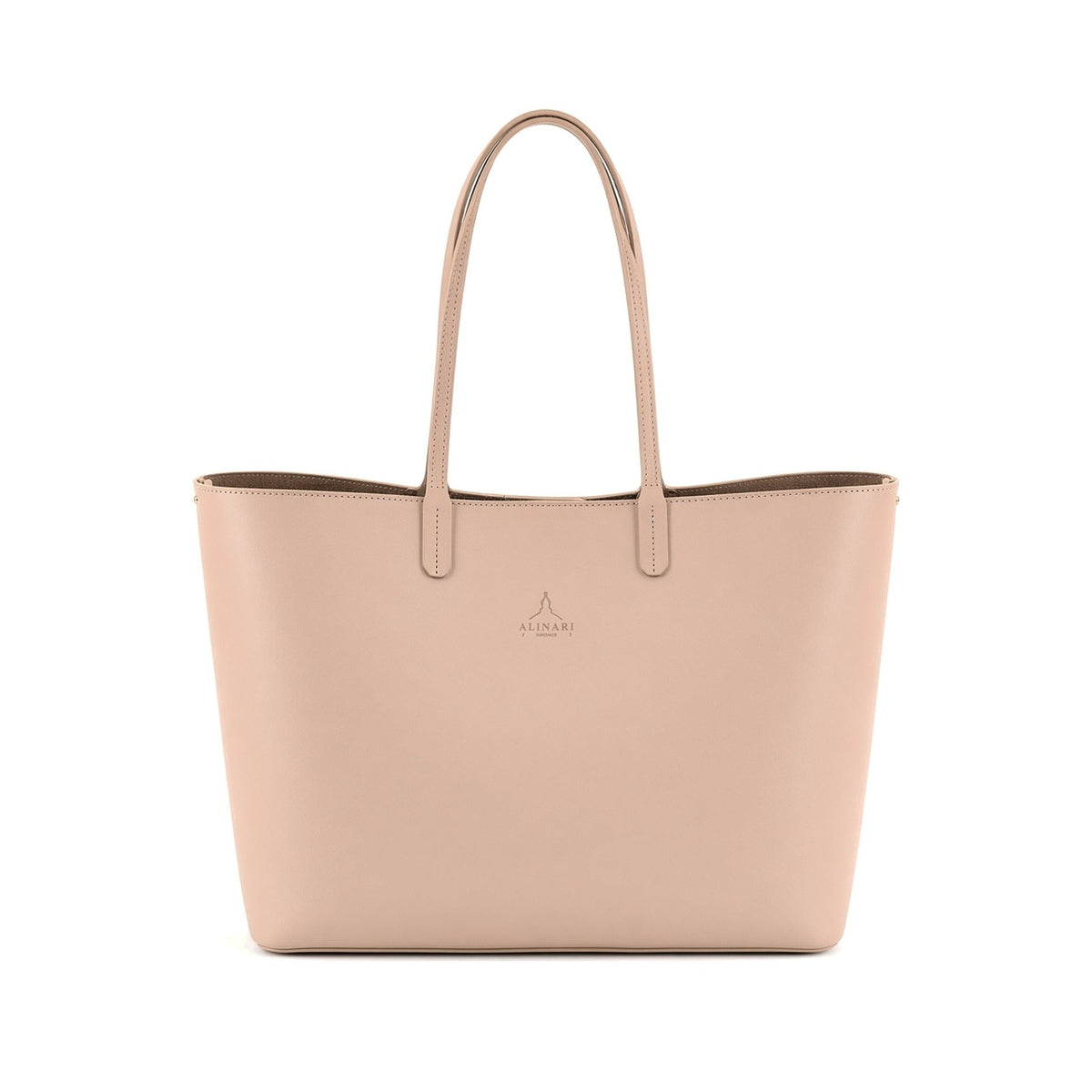 Maxima Leather Tote – Beige front view