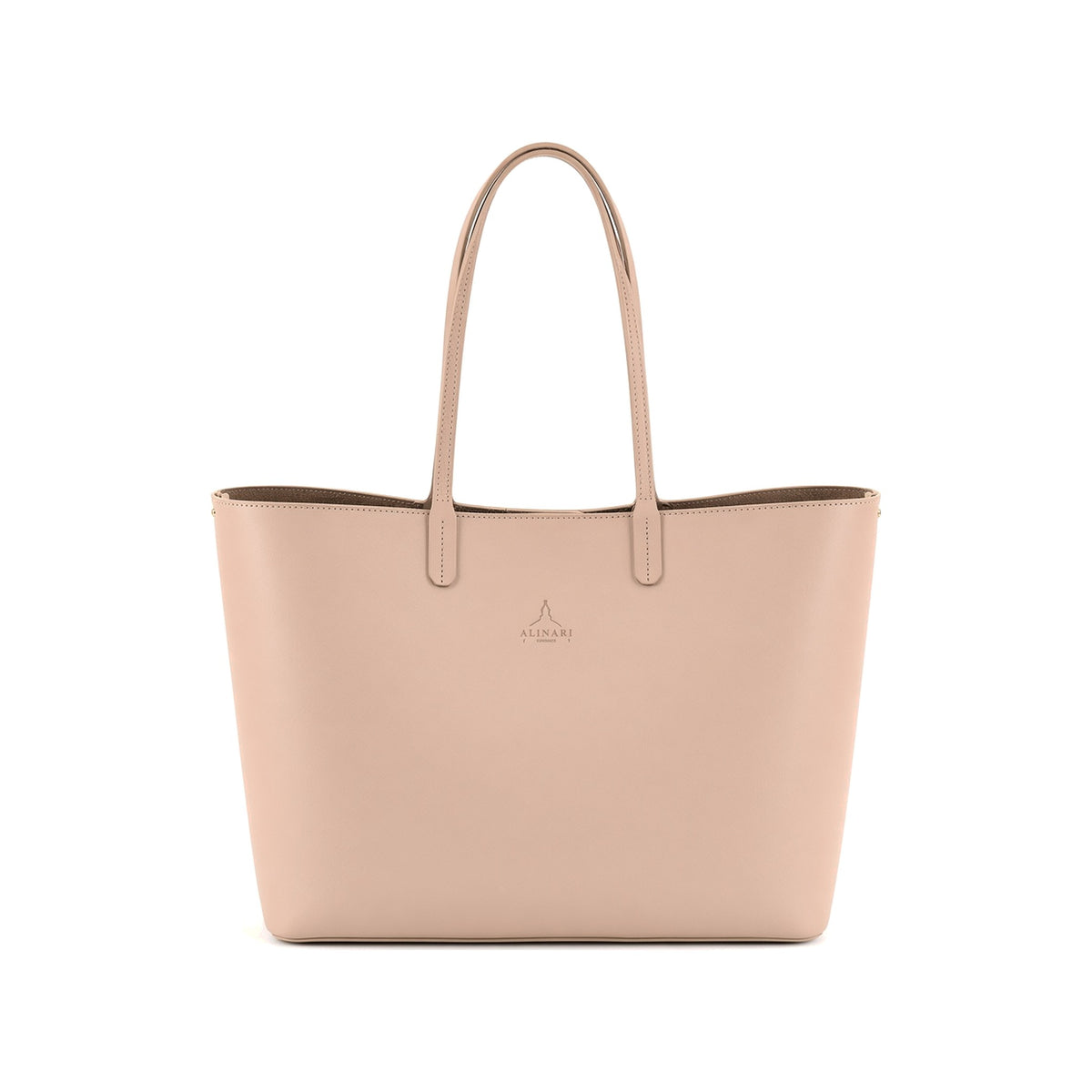 Maxima Leather Tote – Beige front view