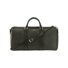 Milano, travel bag in black deer-print Italian calfskin – front view with shoulder strap – Made in Italy