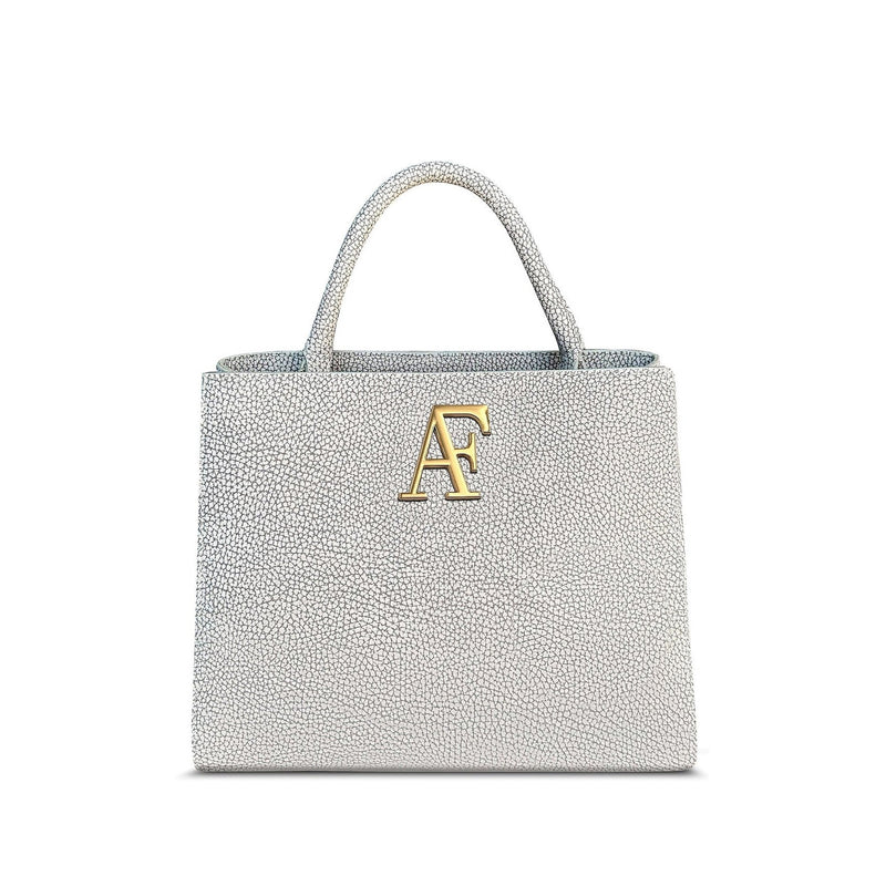 Navona bag, top-handle bag in white Italian nubuck leather, handmade in Florence – front view
