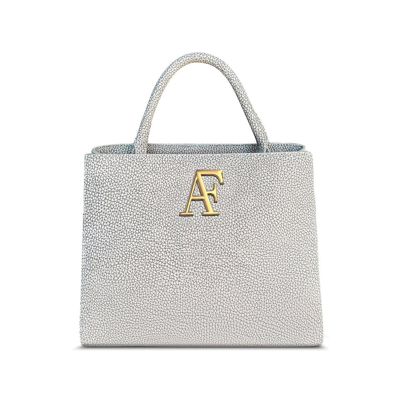 Navona bag, top-handle bag in white Italian nubuck leather, handmade in Florence – front view