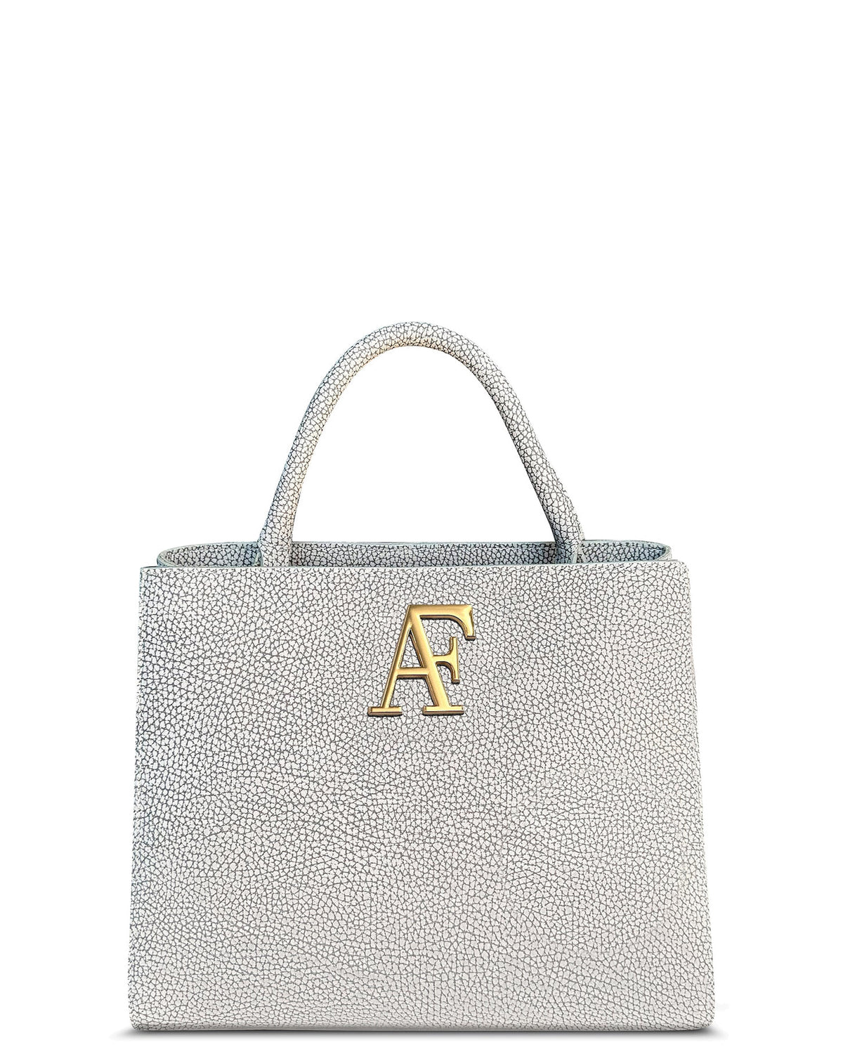 Navona, top-handle bag in white Italian nubuck leather – front view – Made in Italy
