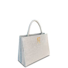 Navona, top-handle bag in white Italian nubuck leather – three-quarter view