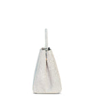 Navona, top-handle bag in white Italian nubuck leather – side view