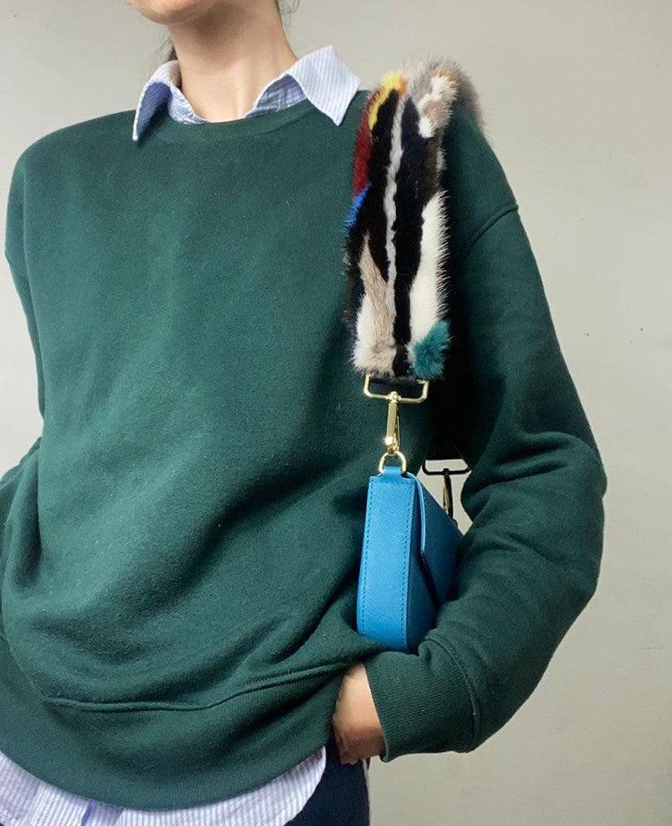 Real Mink fur Shoulder Strap Multi Color - Alinari Firenze