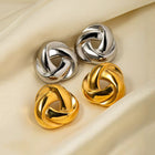 Sculpted Knot, statement earrings in gold and silver high-shine – styled view – Alinari Firenze