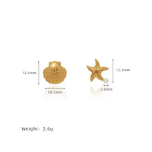 Sea Star and Shell, stud earrings in gold pearl-accent – product view 2 – Alinari Firenze