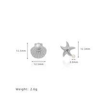 Sea Star and Shell, stud earrings in silver pearl-accent – product view 3 – Alinari Firenze