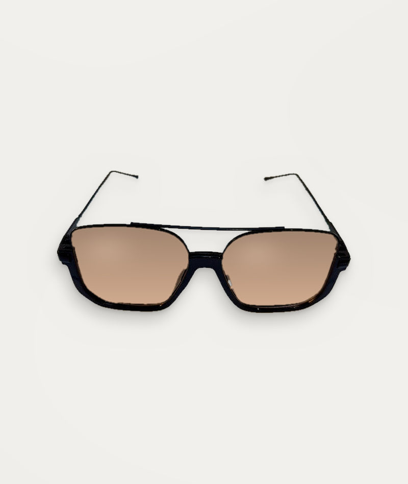Toscana, sunglasses in black with rose-tint lenses, UV400 protection – product view on cream – Alinari Firenze