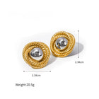 Vintage Rope Edge, pendientes de botón de metales mixtos, color dorado y plateado – vista del producto – Alinari Firenze
