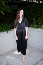 Vittoria, jumpsuit in black 100% Mulberry silk – on model 3 – Alinari Firenze